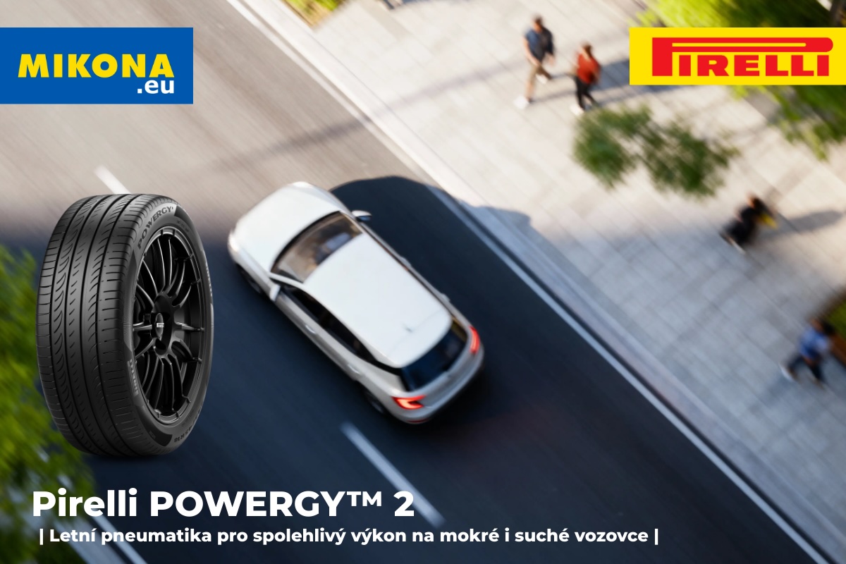Letní pneumatika Pirelli POWERGY 2 na silnici v městském prostředí, dezén vhodný na mokrou i suchou vozovku, Mikona
